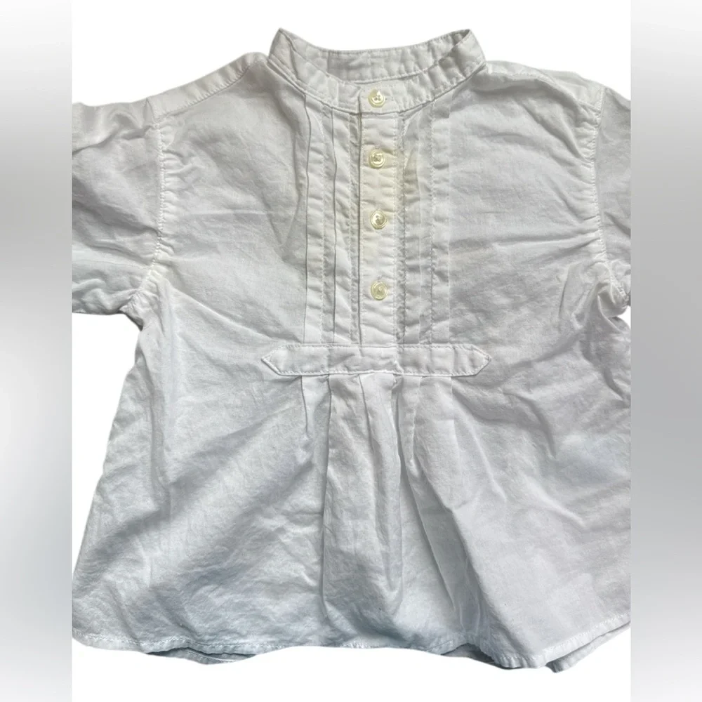 Ralph Lauren White Button Down Shirt with Ruffle Details